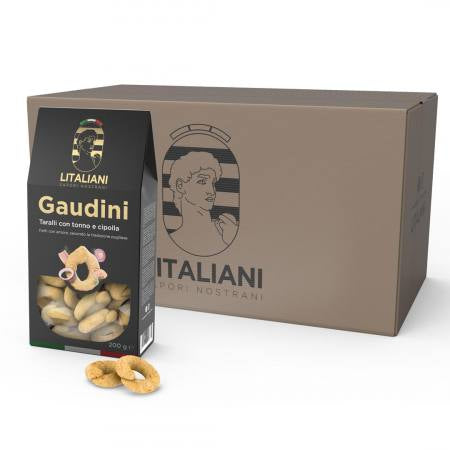 Gaudini - 24 paquets de taralli à l'oignon et thon 4800 g (24 paquets x 200 g) - COD.: BND2LIT0010