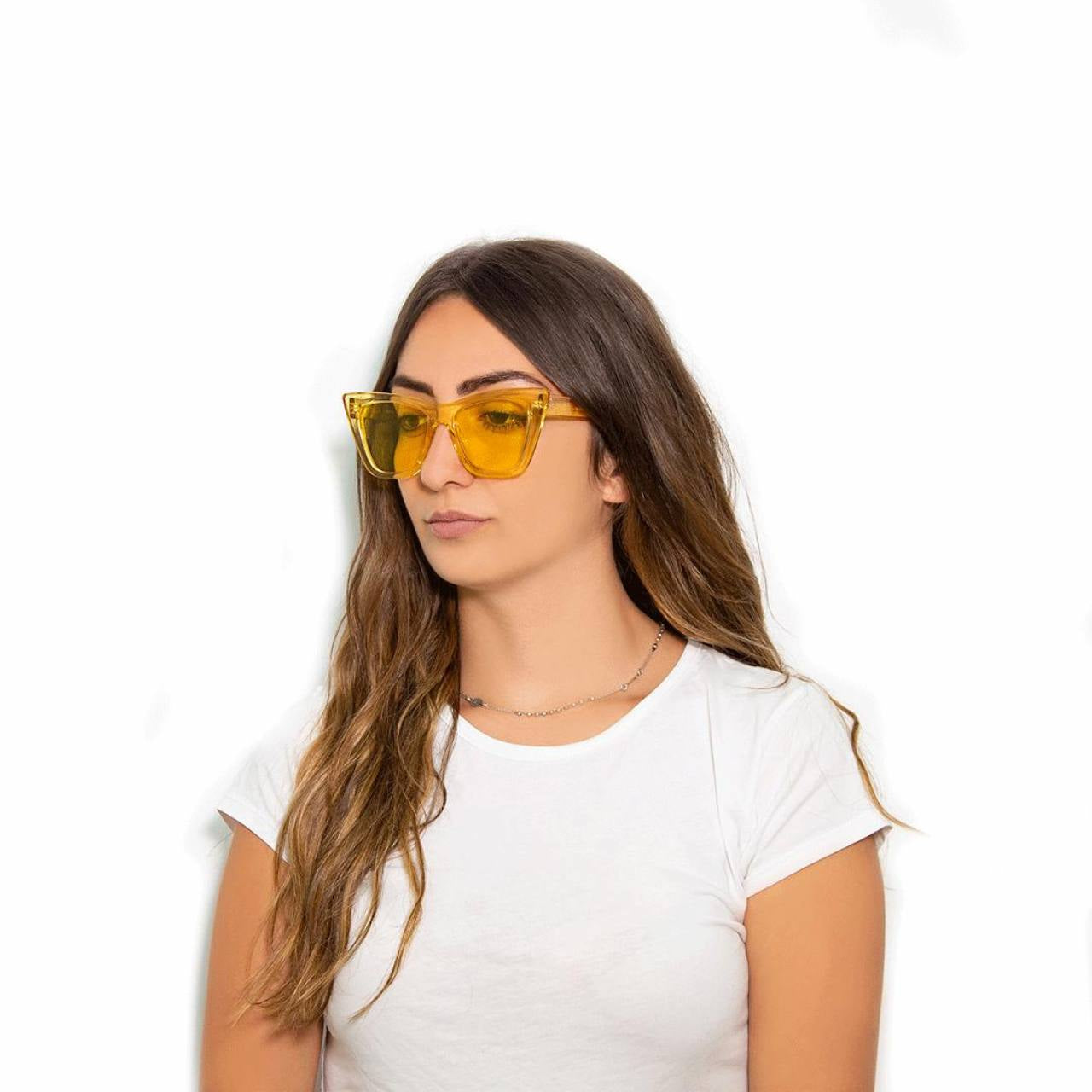 LUNETTES DE SOLEIL «SQUARE KETTY» SHINY YELLOW - KL0064