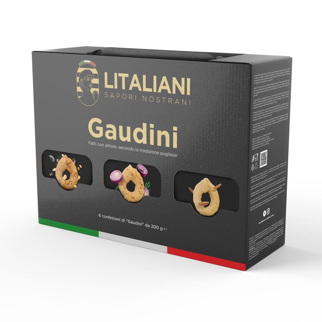 Box Gaudini – 6 paquets de Taralli 1200 g (6 confezioni da 200g) - COD.: LIT0050